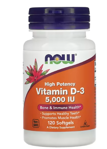 Vitamin D-3, High Potency, 5,000 IU, 120 Softgels